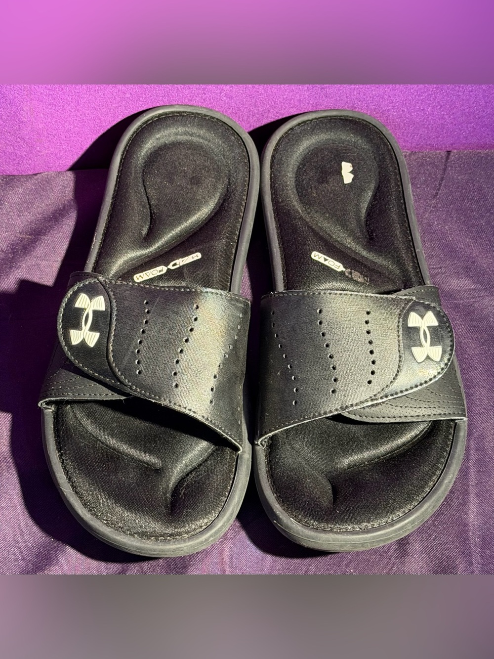 Under Armour Unisex Black Foam Athletic Slip On Sandal Size Women’s 10